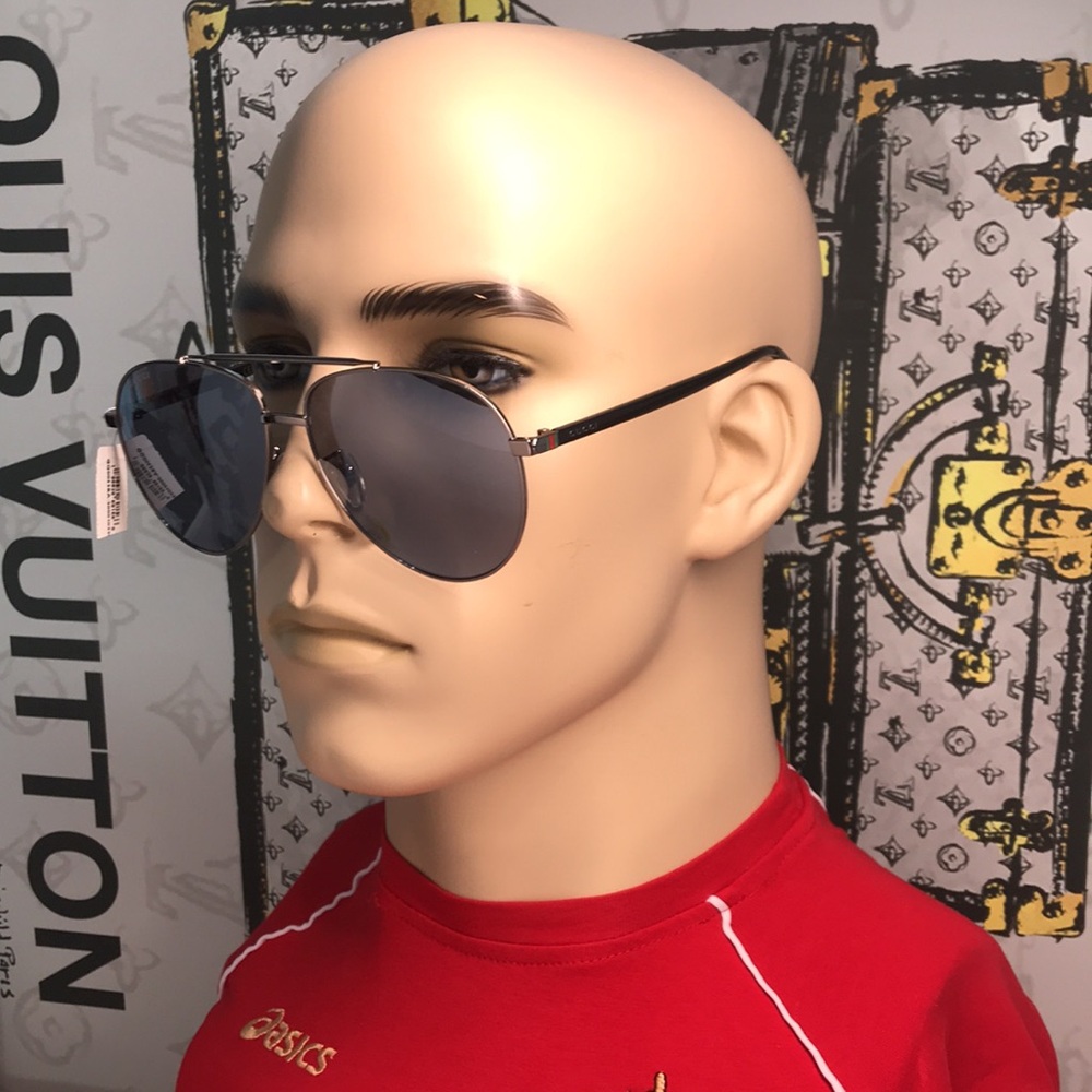 New 💯 Original Gucci Blue Pilot Unisex Sunglasses GG0043SA 001 61